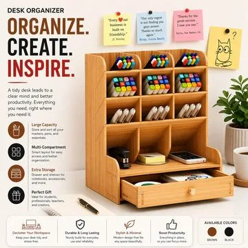 Wooden Desk Organizer