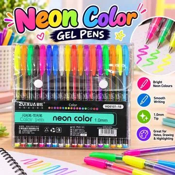 18 Color Neon Gel Pens