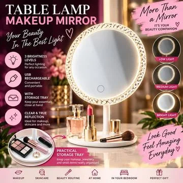 LED Table Lamp Makeup Mirror
